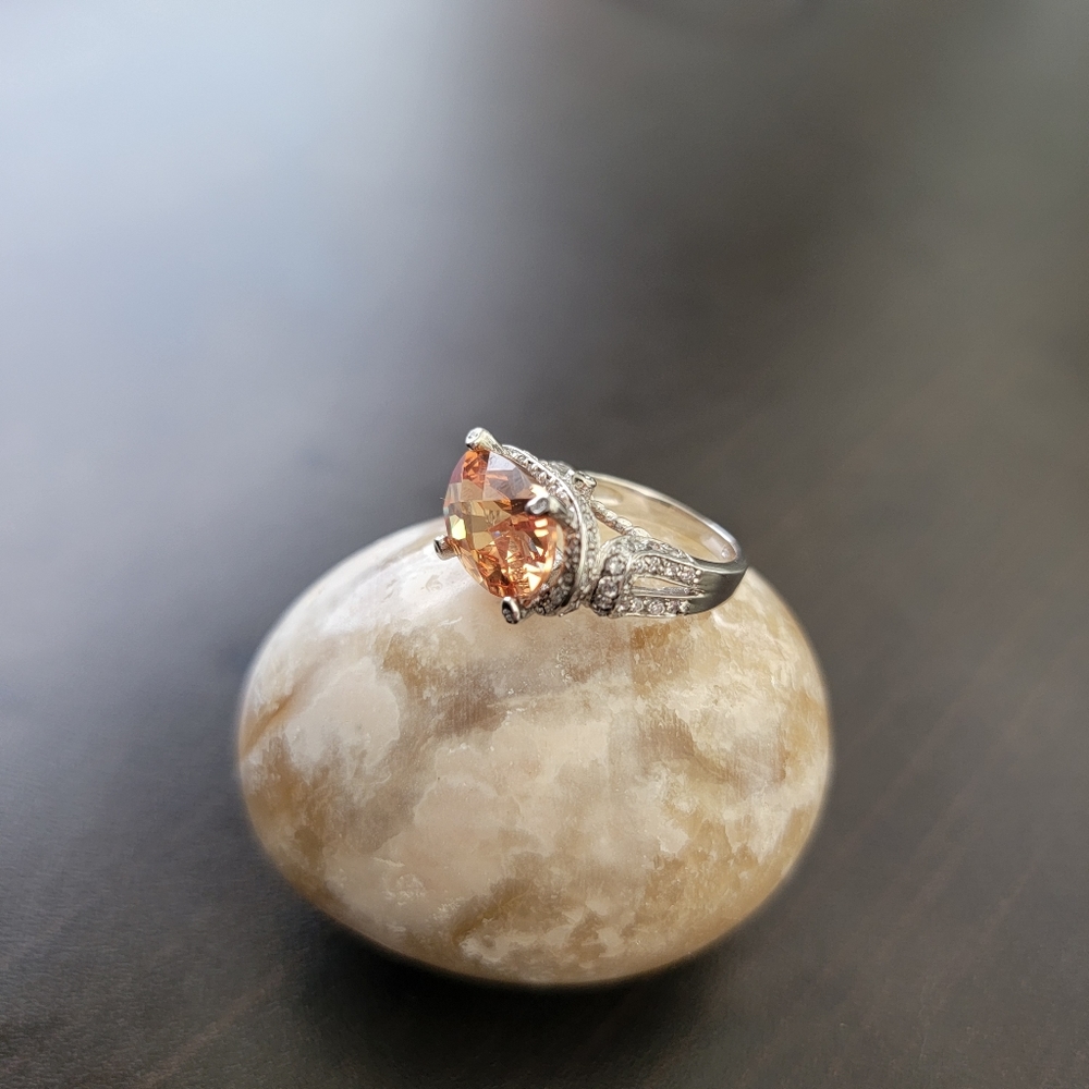 Large Oval Citrine 925 Sterling Silver Ring Size 6 November Birthstone